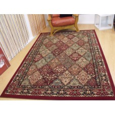Extra large soft &. Thick heavy duty kohinoor traditional design rug burgundy 2.4x3.4m