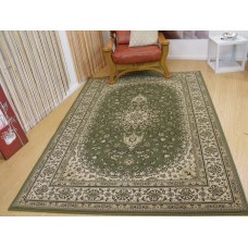 Floor covering: Large size soft &. Thick heavy duty kohinoor traditional design rug green 200x285cm