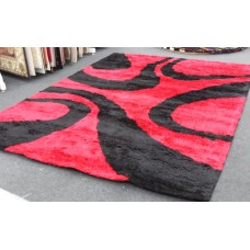 Super soft extra thick kyra opawa designer shaggy rug red &. Black 250x350cm