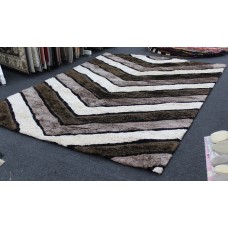 Super soft extra thick kyra scarborough designer shaggy rug brown &. White 250x350cm