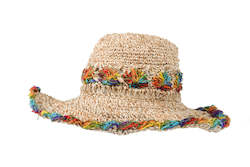 Crochet Hat Hemp & Cotton Smiley Morning Rainbow Flowers