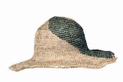Crochet Hat pure Hemp Nature Lady Spiral Green & Natural