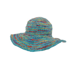 Frontpage: Crochet Hat Rainbow Girl Turquoise Base