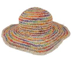 Crochet Hat Rainbow Girl White Base