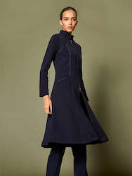 Womenswear: Fit and Flare Coat with Leather Piping