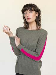 Womenswear: Cashmere Sweater with Striped Sleeve