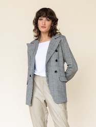 Womenswear: Houndstooth Knit Blazer Honey and Marshmallow