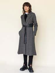 Fit and Flare Coat with Leather Corset Trim
