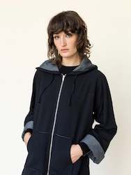Womenswear: Contrast Fabric Cuff Sleeve Sweatshirt in Black