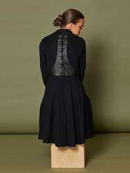 Womenswear: Knit Coat with Leather "T" Lace Up Back Detail