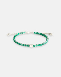 Gemstone Silver: Green Emerald Agate  Bracelet | Silver
