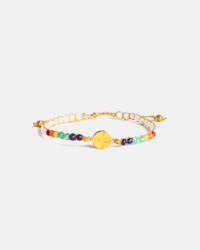 7 Chakras: Mindfulness 7 Chakras Moonstone Bracelet | Gold