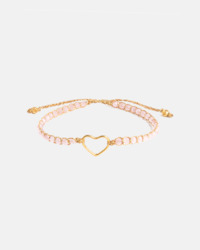 Gemstone Heart: Pink Tourmaline Mozambique Heart Bracelet | Gold