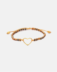 Gemstone Heart: Tiger Eye Bracelet Heart | Gold