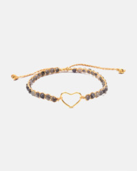 Gemstone Heart: Dark Labradorite Heart Bracelet | Gold