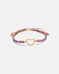 Gemstone Heart: Amethyst Heart Bracelet | Gold