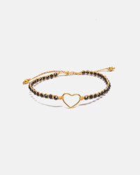 Gemstone Heart: Black Spinel Heart Bracelet | Gold