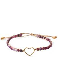 Gemstone Heart: Red Garnet Heart Bracelet | Gold