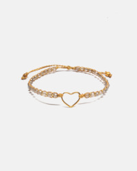 Labradorite Heart Bracelet | Gold