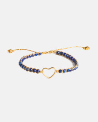 Gemstone Heart: Lapis Lazuli Heart Bracelet | Gold