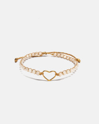 Gemstone Heart: Moonstone Heart Bracelet | Gold