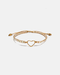Gemstone Heart: Aquamarine Heart Bracelet | Gold
