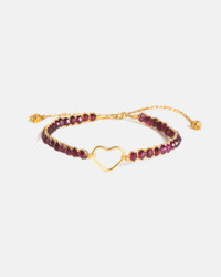 Gemstone Heart: Ruby Heart Bracelet | Gold