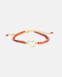 Crystal Red Heart Bracelet | Gold