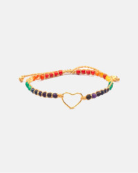 Rainbow Bold Heart Bracelet | Gold