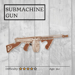Hobby equipment and supply: Submachine Gun 3D Wooden Puzzle