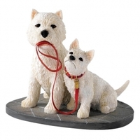 Westies with dog lead