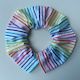 Cat Collar Cover - Cat Size - Multicoloured stripes on white
