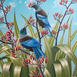 Two Tui in October - Blue