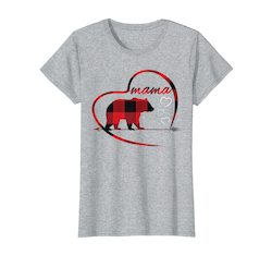 Womens Mama Bear Shirt Buffalo Plaid Short Sleeve For Women Gifts