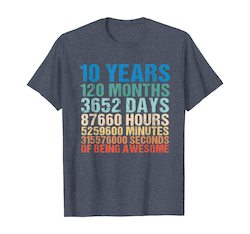 Nz: 10 Years Old 10th Birthday Vintage Retro 120 Months T-Shirt
