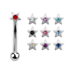 Clearance: Star Gem Curved Barbell (Surgical Steel)