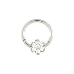 Jewellery: Gem Flower Hinged Segment Ring (Titanium)