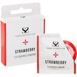 Personal accessories: Share Satisfaction Flavoured Condoms Strawberry 3 Pack