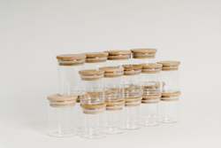 Kitchenware: LUXE Spice Glass Jar With Bamboo Lid Package - 20 pack