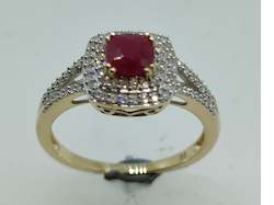 Jewellery: Ruby & Dia Cluster Ring 0.20ct tdw RJ013Y9RD