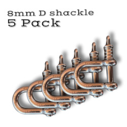 5 Pack D Shackles (8MM - 1000KG) & 2 Free Anti Theft Clips
