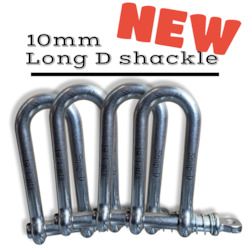 Long D Shackle (10mm 1600kg) 4x pack