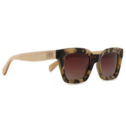 Wholesale Adult Sunglasses: ZAHRA Opal Tort l Brown Polarised Lens l Walnut Arms ( no GST) RRP  $85.99