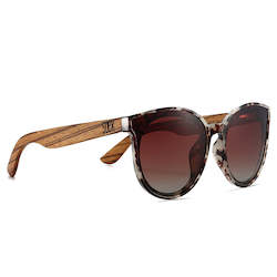 Wholesale Adult Sunglasses: BELLA IVORY TORTOISE l Brown Polarised  Lens l Walnut Arms ( no GST) RRP  $85.99