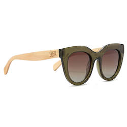 Adult Sunglasses: MILLA KHAKI - Khaki Gradient Lens and White Maple Arms