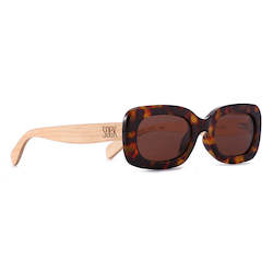 Wholesale Adult Sunglasses: NEW ** VIBE TOFFEE TORT - Polarised Sunglasses l Black Graduated Lens l White Maple Arms wholesale - (no GST) RRP $94.99