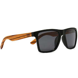 DALTON- Black Sustainable Polarised Sunglasses with Polarised Black Lens and Walnut Wooden Arms