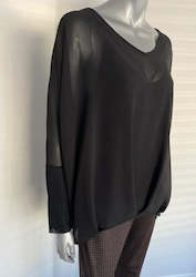 Pleated Top with Mesh Sleeve