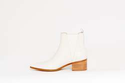 River Croco Leather Ankle Boot Cream