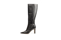 Shoe: Fantasy Croc Leather Knee-high boots Black - size 41